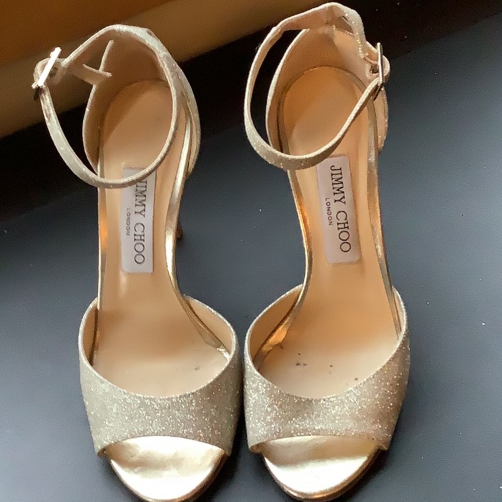 Jimmy Choo Gold Glitter Women's Heels